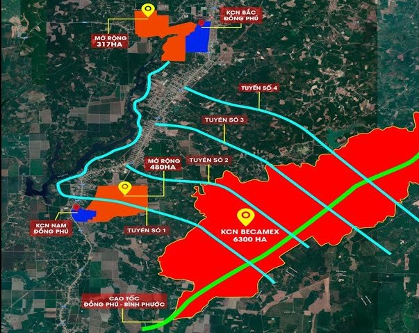 Các Tuyến lưu thông với KCN Becamex Đồng Phú